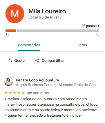 Relato de Mila Gonçalves sobre os benefícios do tratamento de acupuntura em Itapuã, Salvador.