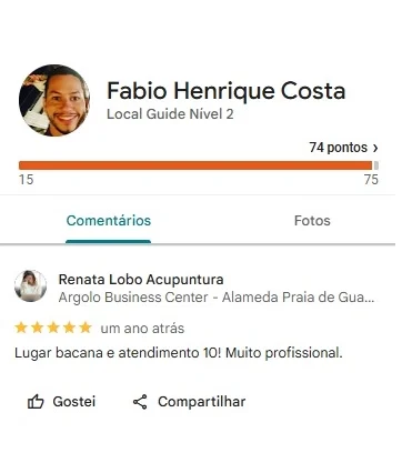 Depoimento 5 estrelas do paciente Fábio Costa sobre atendimento de acupuntura em Itapuã.